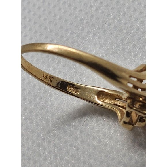 14K YELLOW GOLD RING TANZANITE & DIAMONDS SIZE 6 - Picture 7 of 9